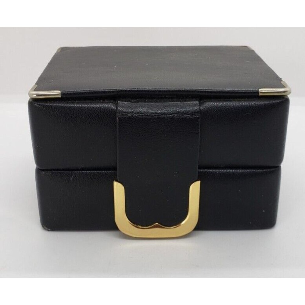 Travel Jewelry Box Small Box Black with Gold snap button and Silver Corners